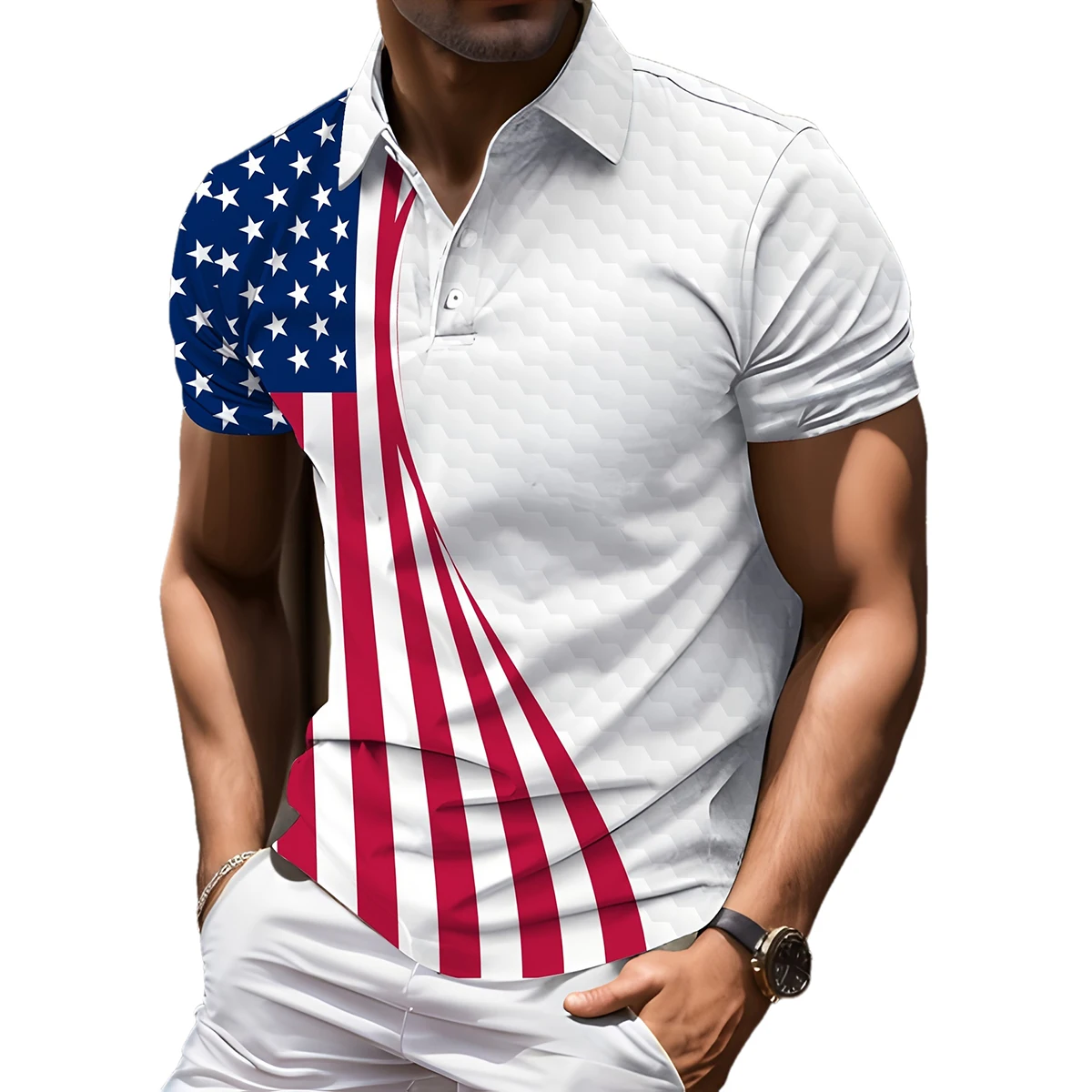 2025 Double-sided Bead Ground Pure Breathable Short Sleeve Polo Shirt Men Casual American Short Sleeve Men's Polo
